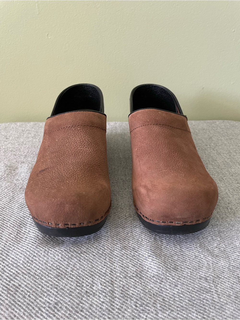 Sanita Brown Suede Slip-On Clogs